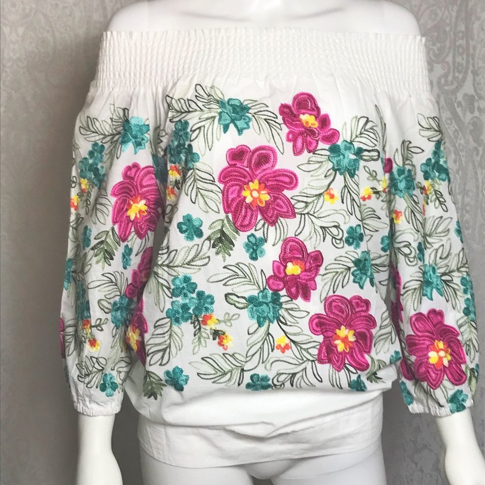 NWT South Main Embroidered Cotton Shirt